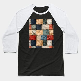 Vintage Distressed Patchwork Pattern Baseball T-Shirt